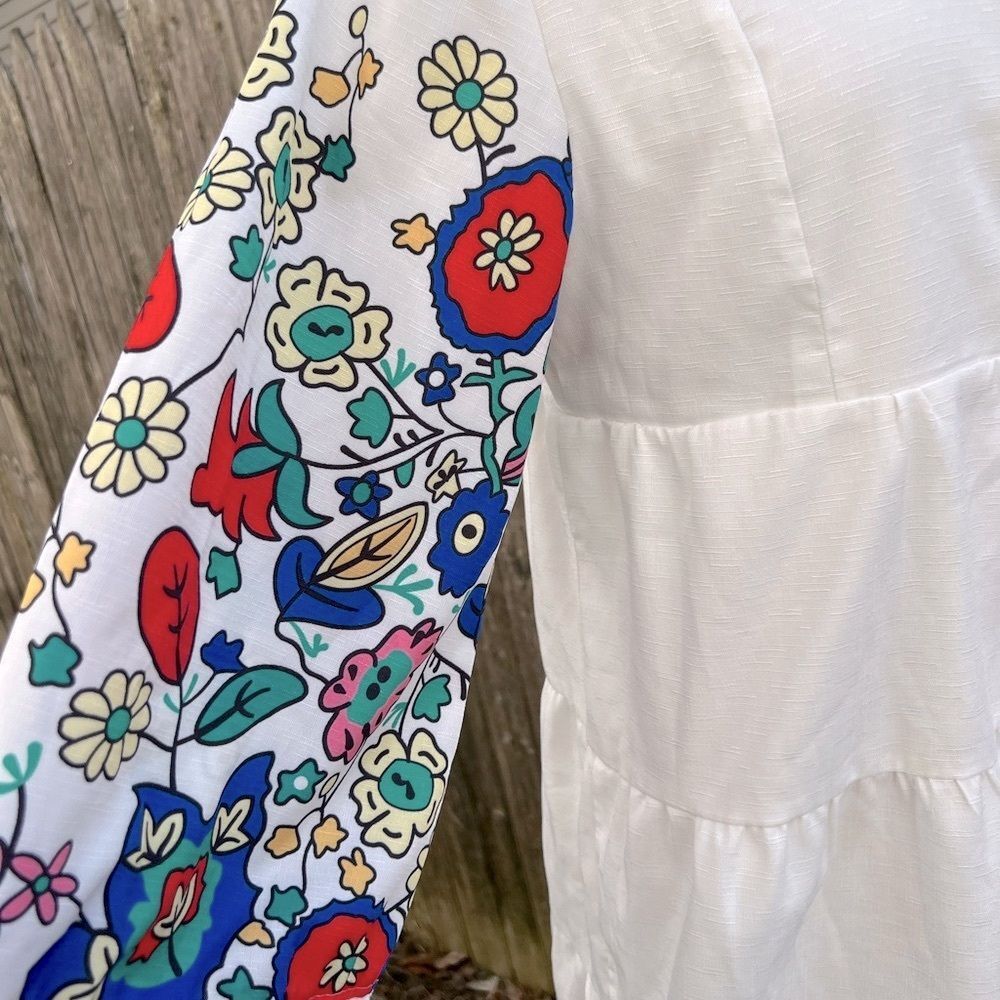 🦋Shein Floral Embroidered White Dress Size L (AA2) - Picture 5 of 10